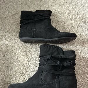 Black suede booties